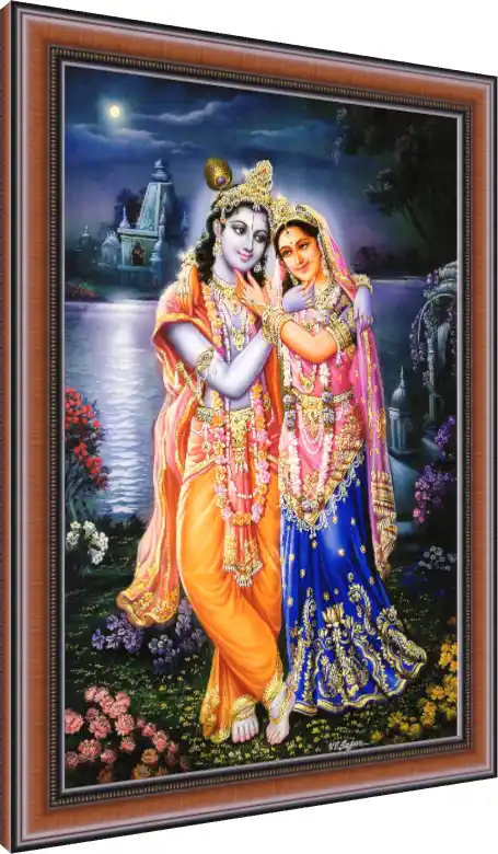 Radha Krishna Evening at Lake Print — photo frame preview | PrintPosters.in